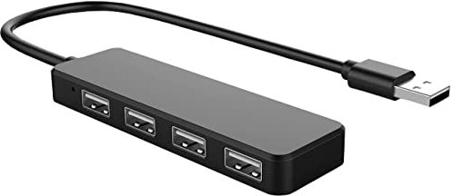 NAERSI® Hub USB 2.0 de 4 puertos, divisor USB portátil ultra delgado para iMac Pro, MacBook Air, Mac Mini/Pro, Surface Pro, Notebook PC, laptop, unidades flash USB y más (USB 2.0 negro)