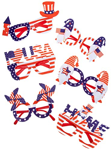 ABOOFAN Lunettes USA 6Pcs Indépendance Day Party Glasses Patriotic Party Faveurs pour Accessoires de Stand Photo Du 4 Juillet Verres De Quart De Juillet Lunettes Drôles