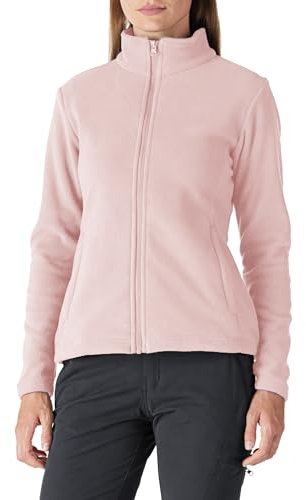 Outdoor Ventures Damen Fleecejacke mit Durchgehendem Reißverschluss Stehkragen Frauen Leichte Fleece Sweatjacke Warme Damenjacke für Laufen, Wandern und Freizeit Rosa XL