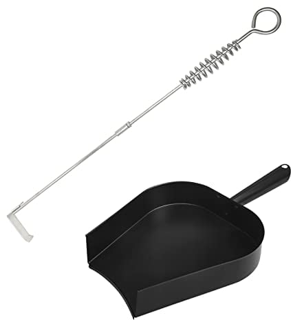 Quantfire 18” BBQ Ash Removal Tool and Ash Pan for Big Green Egg Accessories, Stainless Steel Ash Tool Poker for BGE Primo and Other Charcoal Kamado Stove(at+AP)