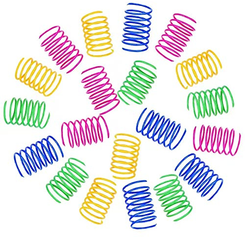 Xzhixiao 20 Pcs Cat Spring Toys Plastic Coil Spiral Springs Kitten Colorful Spring Cat Toy Pet Interactive Toys Elastic Cat Spiral Springs for Active Healthy Play Kitten Toys