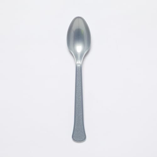 Amscan 9915409-215 - Graphite Grey Eco-Friendly Re-usable Dishwasher Safe Plastic Party Spoons - 24 Pack