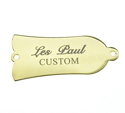 2-Loch-Metall-Halsstababdeckung mit weißen Buchstaben, goldfarben, 1-lagig, für USA Les Paul LP/SG