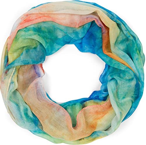 styleBREAKER Damen Loop Schal mit buntem Aquarell Farbverlauf Muster, leichter sommerlicher Schlauchschal mehrfarbig 01016220