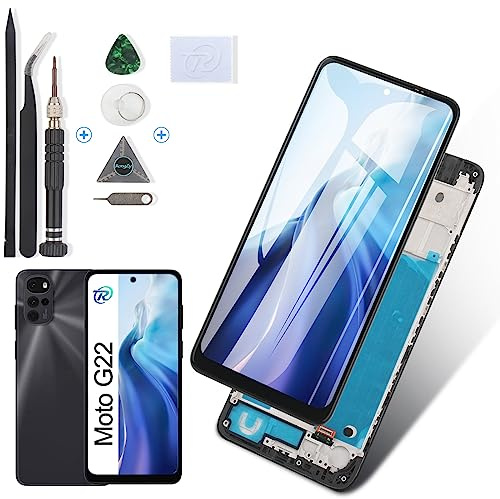 RongZy Display for Motorola Moto G22 LCD Screen Replacement Touch Display Digitizer Assembly for XT2231-2 with Kit(Black with Frame)