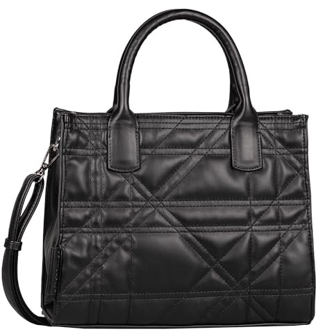 TOM TAILOR Juana Damen Shopper Umhängetasche Reißverschluss Mittelgroß Schwarz