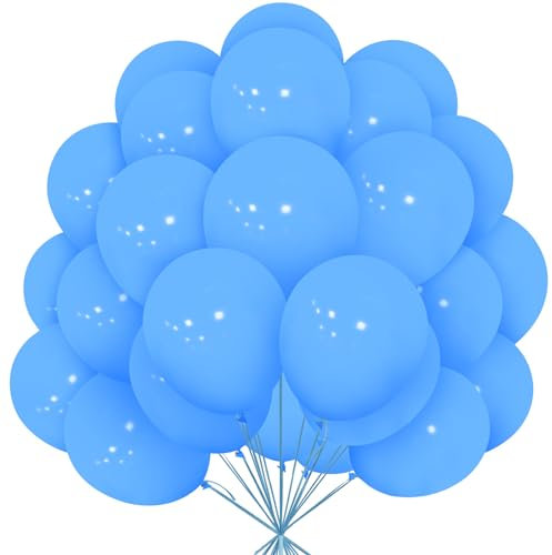 Luftballons Blaue, 30 Stück 12 Zoll Matt Hellblau Luftballons Himmelblau Ballons mit Ballonband für Männer Jungen Deko Geburtstag Hochzeit Babyparty Karneval Jubiläum Graduierung Taufen Dekorationen