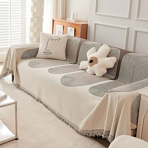 Gualiy Sofa Überzug 180x260cm, Streifen Muster Sofabezug 2 Sitzer Sofahusse Kratzfest Braun Sofa Überzug für Ledersofa