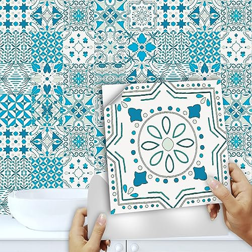 Fliesenaufkleber 10X10CM Entenei Blau Küchenrückwand Folie 3d Fliesenaufkleber Bad PVC Klebefliesen Wasserdicht Selbstklebende Fliesen Leicht zu Schrubben Klebefliesen Boden(10PC)