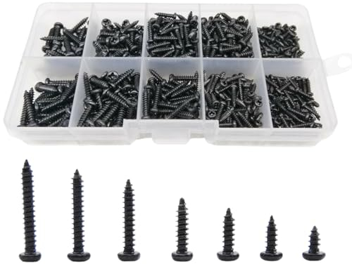 XUJLRL 500-teiliges Selbstschneidende Schrauben M3 Kreuzschlitz Pan Head Sortiment Kit inklusive transparenter Aufbewahrungsbox für Kunststoff, Holz und Weichmetalle
