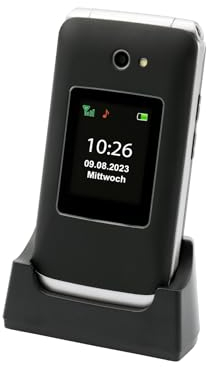 Olympia Vitus 2G Seniorenhandy | Klappbar mit Großtasten | Hörgerätekompatibel | Smartphone für Senioren | Notruftaste & SOS-Funktion | Farbdisplay | Kamera | Taschenlampe | Langlebiger Akku | Schwarz
