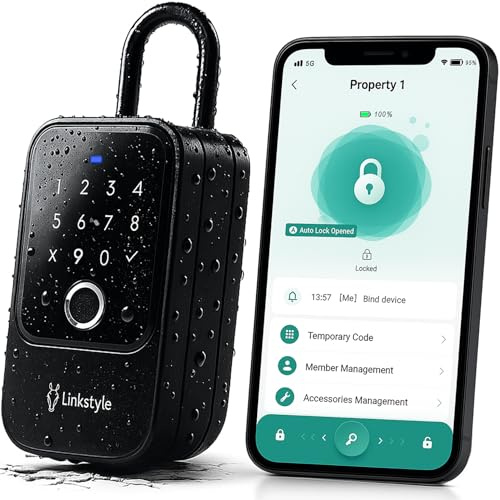 LINKSTYLE Matrix II Smart Key Lock Box — Bluetooth Lock Box, 5 Entsperrmodi, Codes, Fingerabdruck, App, Keycards, Manueller Schlüssel für AirBnB, Realtors, Turo Rentals