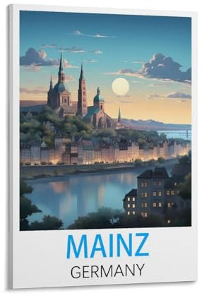 Mainz Deutschland Vintage-Reiseposter, 20 x 30 cm, Leinwand-Kunst, Poster und Wandkunst, Bilddruck, moderne Familienschlafzimmer-Dekoration