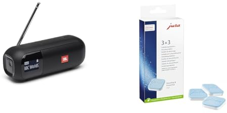 JBL Tuner 2 Radiorekorder in Schwarz – Tragbarer Bluetooth Lautsprecher mit MP3 & Jura original - Entkalkungstabletten für 3 Entkalkungsvorgänge - TÜV-zertifizierte Hygiene - 3er-Pack - 61848