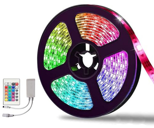 YASTA Striscia LED RGB Adesiva 5M Tagliabile Con Telecomando Alimentatore 12V SMD 5050