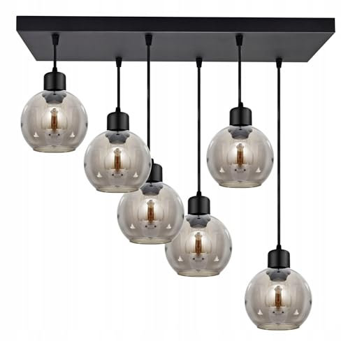 FKL DESIGN Home Deco Deckenlampe Pendellampe Hängelampe Wandlampe Tischlampe Leuchte Pendelleuchte Kugel Schwarz Grau Weiß Lampe aus Serie N100 verschiedene Varianten (N100-DH6Q)