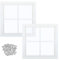 Tandefio Lot de 2 fenêtres d'abri de jardin blanches à montage encastré avec fenêtres en verre trempé avec embrasses pour poulailler, grange, maison de jeu (30,5 x 30,5 cm)