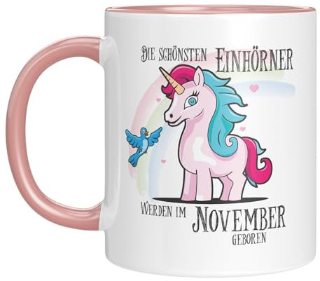 TassenTicker - Die schönsten Einhörner werden im November geboren - Einhorn Tasse - Geburtstagsgeschenk - Monats-Tasse - persönliches Geschenk - pink