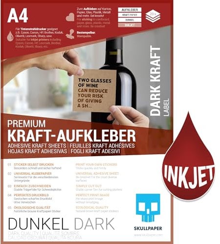 SKULLPAPER® Klebefolie Vinylfolie zum aufkleben und selbst gestalten - für Inkjet Tintenstrahldrucker (Kraft - Dunkel)