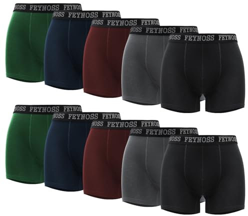 feynoss Boxershorts Herren 10er Pack - Atmungsaktive Männer Unterwäsche, Retroshorts Unterhosen Männer, XL für Fahrrad Fahren, Ball Sports