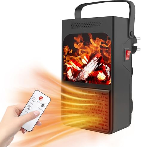 Vmxlso Ventilador Calefactor Enchufe, 900W Calefactor de Enchufe, Calentador de Enchufe con Mando a Distancia, Termostato, Calefactor Bajo Consumo de Enchufe, Calefactor Baño de Enchufe (Negro)
