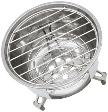 MERRYHAPY Portable Bbq Grill Small Camping Grill Round Stainless Barbecue Stove for Outdoor Supply Camping Trip