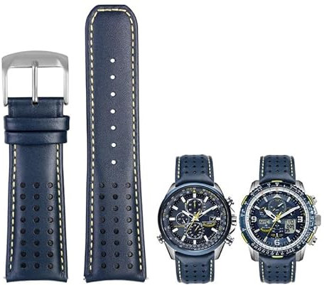 QTYQWC 22mm 23mm Blau Farbe Echtes Leder Armband Armband Herren Armband Für Citizen AT8020-54L/JY8078 mit klapp Schnalle Armband