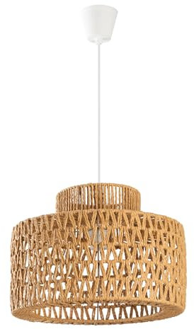 LightLogic Hängelampe ARILAS - Boho Lampe mit E27 Fassung - Beige Lampenschirm - Elegante Deckenleuchte für Wohnzimmer und Schlafzimmer- Stilvolle Hängelampe