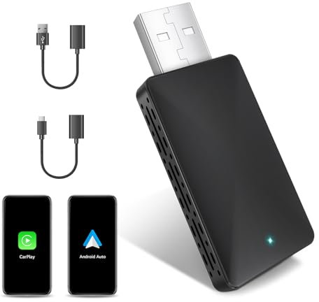 Quilted Northern Wireless Carplay Adapter 2-in-1 für CarPlay/Android Auto mit Type-C Adapter, Latenzfreies drahtloses Carplay,Plug-and-Play, Kompatibel mit Fast Jedem Auto