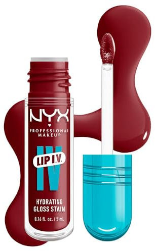 NYX Professional Makeup Feuchtigkeitsspendender Lipgloss und Lip Stain, Bis zu 12 Stunden Pflege, Lip IV Hydrating Gloss Stain, Farbe: Cranberry Splash