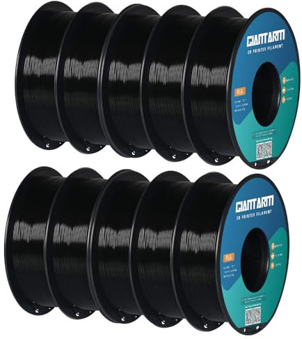 GIANTARM PLA Filament 1.75mm,3D Drucker Filament PLA 1kg,MaBgenauigkeit +/- 0,02mm,3D-Druckmaterialien,Schwarz,10pcs