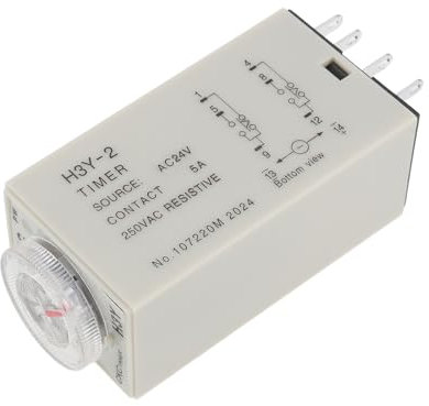 ECSiNG 1 relé de tiempo H3Y-2 de 10 segundos, relé de tiempo de retardo de 5 A, 8 pines, AC24 V, relé de retardo de 0,5 a 10 segundos, para control de automatización, aplicaciones industriales