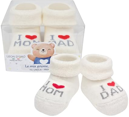 LEON D'ORO Calze Neonato Calzino Regalo Scarpine Babbucce bambini Primi Mesi Taglia Unica Made in Italy