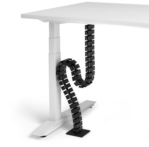 VALU Passe câble de Bureaux Max 125 cm – Stable & Flexi. + maillon chaîne magnét. – Range câble de bur. à Hauteur régl. & Fixes – Pieds Acier & Patins caout. Antidérapants