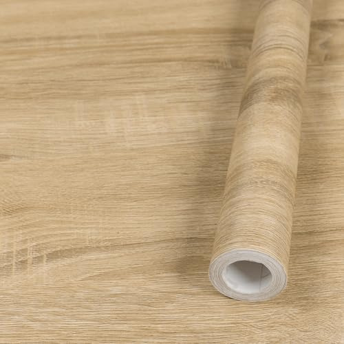Fantasnight Sticky Back Plastic Wood Effect, Self Adhesive Vinyl 60 X 500 cm, Waterproof Peel and Stick Wallpaper Light, Vinyl Film Decorative Furniture Stickers for Wardrobe Wall Countertop
