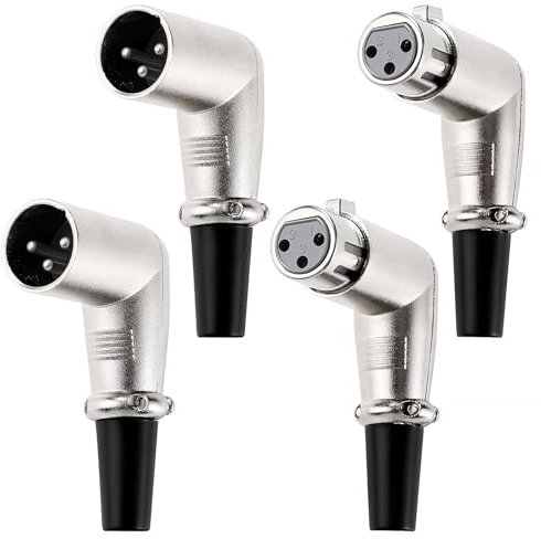 KUOQIY 2 Paar 3-Poliger 90-Grad XLR-Anschluss, XLR-Kabelanschluss Männlich und Weiblich, Mikrofon-Audiobuchse, für DMX-Signalkabel oder Audio-Mixer-Mikrofonanschluss