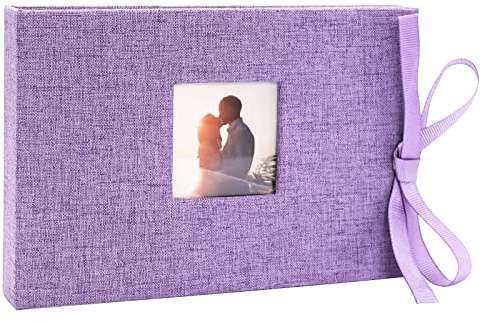 Vienrose Fotoalbum 10x15 Einsteckalbum Klein mit Personalisierbar Leinen Einband, 26 Taschen pro Album für 52 Fotos Ideal für Familie Hochzeiten Reisen und Baby Violett 1 Pack