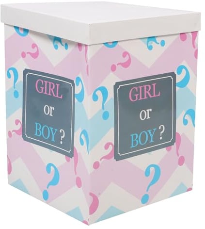 Gender Reveal Box Baby Shower Deko - Faltbare Ballonbox mit Ballons für Babyparty Junge Mädchen Geschlechtsverkündung Party Dekoration Überraschung Geschenk Set für Familie Freunde