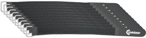 LinkGear Kabelbinder mit Metallhaken und Klettverschluss 25 cm, VE 10 Stück