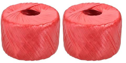 PATIKIL 400m Corde en Polyester Nylon Plastique, 2 Pcs Ficelle Maison Liens Rouleaux pour Jardinage Emballage Bricolage DIY, Rouge
