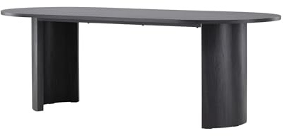 FURNLUX Ovaler Esstisch, 200x100x75 cm, Schwarz, MDF-Platte, Modernes Design, 50 kg