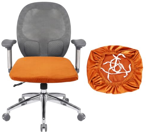 QUARKZMAN Bürostuhlbezug Dehnbarer Weicher Drehstuhl Überzug Waschbarer Schreibtisch Computer Sitzbezug Schutz Für Büro Zuhause L(45-48cm) Orange