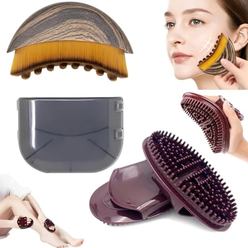 2 Stück Lymphbürsten Gesicht, Lymphatische Gesichtsbürste | Set mit Meridianbürste (14,3x9 Cm) und Lymphdrainage Bürste (6x8 Cm) für Körpermassage und Entspannung