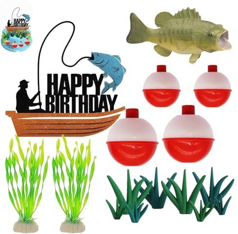 Fishing Cake Topper Angeln Geburtstag Dekorationen,Angeln Tortenaufleger,Geburtstag Party Dekorationen,für Birthday Party Supplies,Geburtstagsfeiern,Urlaub Parteien,Angeln Feiern