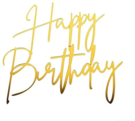 1 PCS Happy Birthday Cake Topper, Acrylic Happy Birthday Cake Topper, Gold HappyBirthday CakeTopper,HappyBirthday Sign Decorations Cupcake Toppers Suitable Man,Boys,Women,Girls,Kids