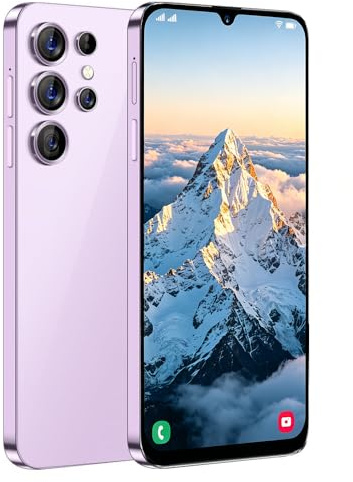 McMgc S25Ultra Téléphone Portable Pas Cher Android, écran 6,5 Pouces HD, 16Go (SD 128Go), 3 Fentes (Double SIM+SD), Batterie 5000mAh, Caméras 8MP+13MP, Déverrouillage Facial (Light Purple)