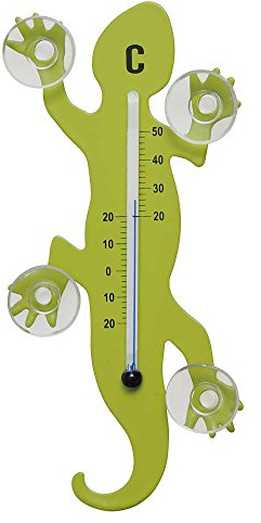 HAB & GUT - TG001-VERDE Chiaro - Termometro da Finestra in Metallo Geco, 14 cm con 4 Ventose potenti per Interni o Esterni