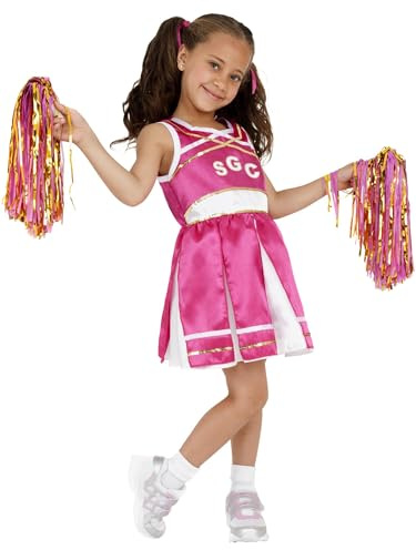 Smiffys Kinder Cheerleader Kostüm, Kleid und Pompons, Größe: L, 38645