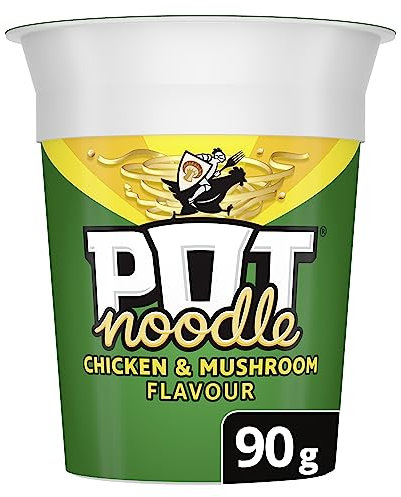 Pot Noodle Chicken & Mushroom Standard Pot Noodle instant vegetarian snack quick to make noodles Instant Noodle 90 g