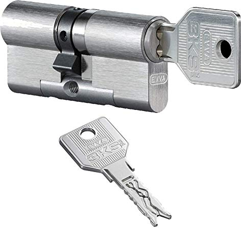EVVA 3KS plus Hochsicherheits-Doppelzylinder mit 3 Schlüssel, Länge (a/b) 41/41mm (c=82mm) Länge a=41mm mit KZS, spezieller Bohr-u. Ziehschutz KZS einseitig, Not-u. Gefahrenfunktion BSZ, modulare Bauweise SYMO